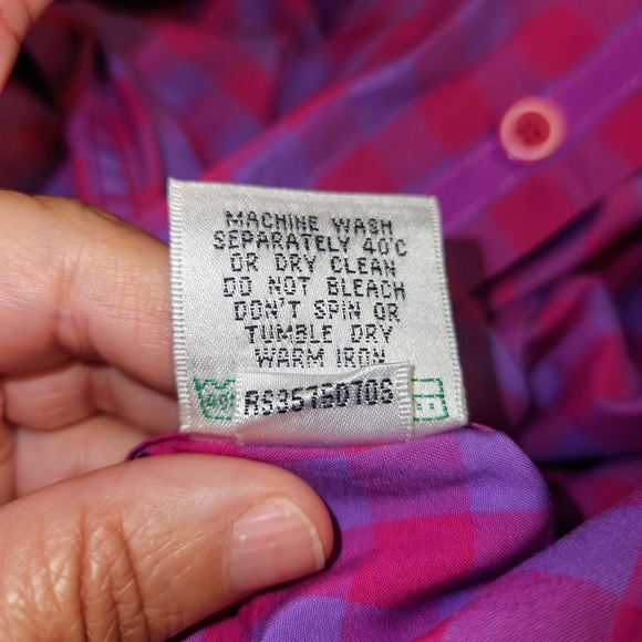 BUGATCHI Shaped Fit Purple And Pink Checkered Long Sleeve Button Shirt Size L - Picture 8 of 11